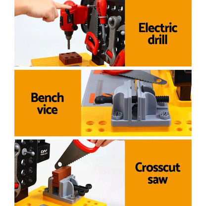 Keezi Kids Pretend Workbench DIY Tools 54 Piece Children Role Play Toys Black - Mekamart Australia