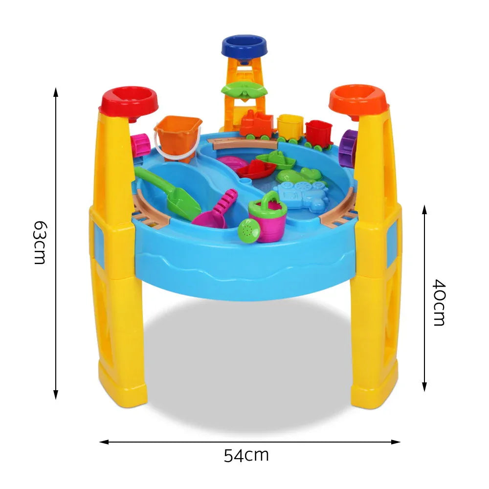 Keezi Kids Sandpit Pretend Play Set Water Sand Table Children Outdoor Toy Umbrella - Mekamart Australia