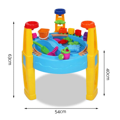 Keezi Kids Sandpit Pretend Play Set Water Sand Table Children Outdoor Toy Umbrella - Mekamart Australia