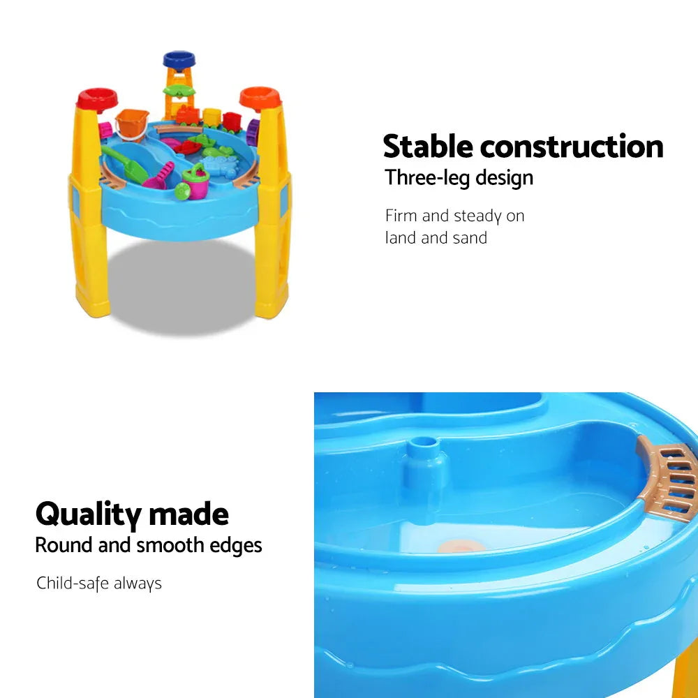 Keezi Kids Sandpit Pretend Play Set Water Sand Table Children Outdoor Toy Umbrella - Mekamart Australia