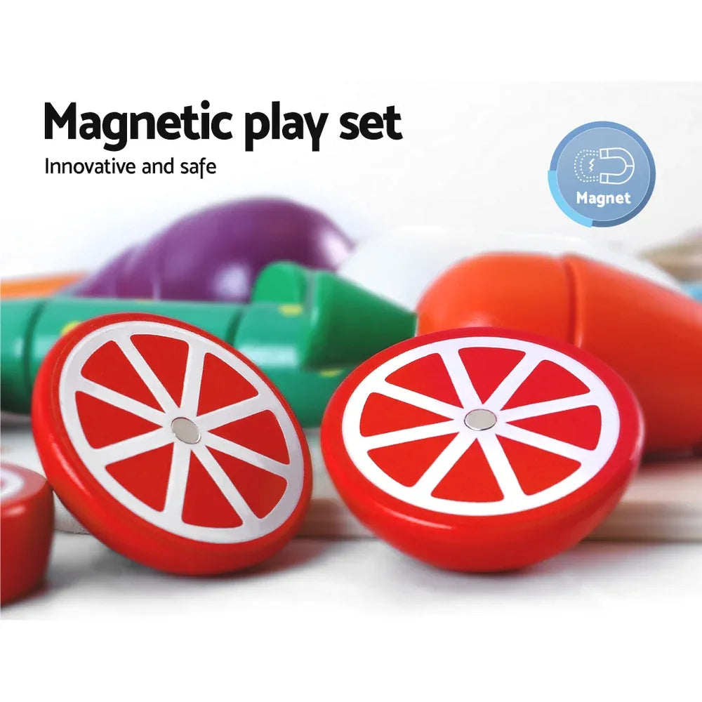 Keezi Kids Kitchen Play Set Wooden Pretend Toys Cooking Utensils Pots Pans Food - Mekamart Australia