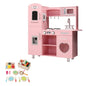 Keezi Kids Kitchen Play Set Wooden Pretend Toys Cooking Children Food Pink - Mekamart Australia