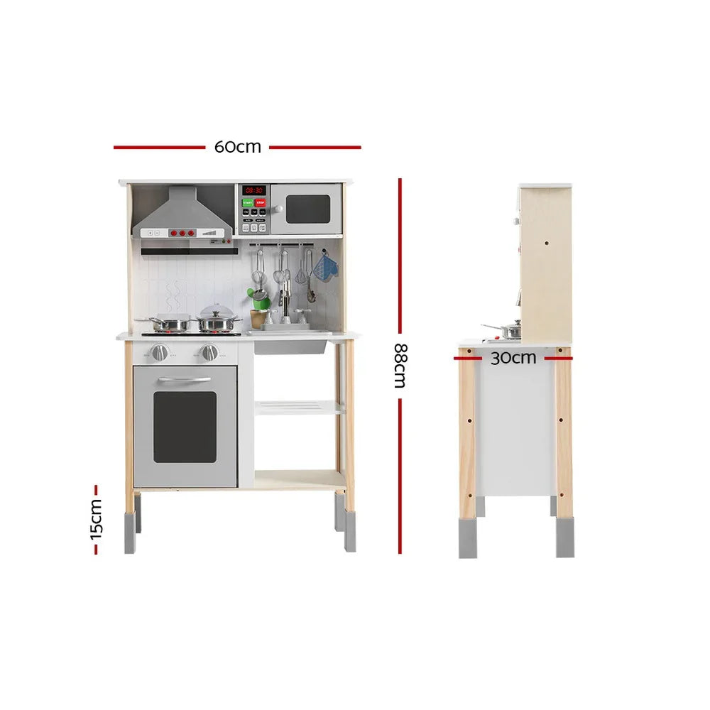 Keezi Kids Kitchen Play Set Wooden Pretend Toys Cooking Children Cookware Sink - Mekamart Australia