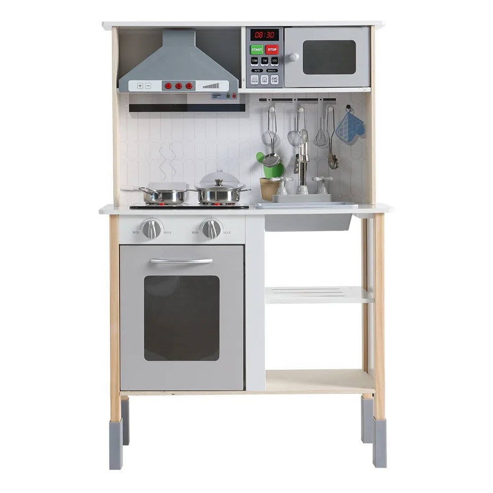 Keezi Kids Kitchen Play Set Wooden Pretend Toys Cooking Children Cookware Sink - Mekamart Australia