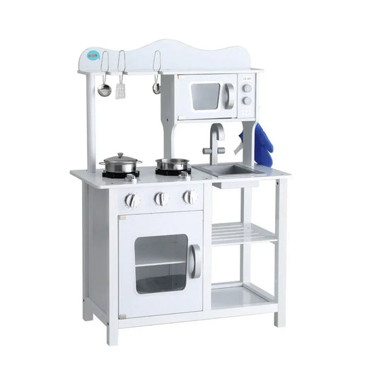 Keezi Kids Kitchen Play Set Wooden Pretend Toys Cooking Children Cookware Food - Mekamart Australia