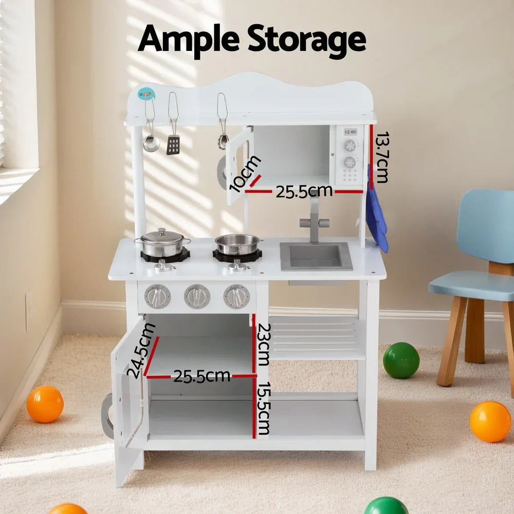 Keezi Kids Kitchen Play Set Wooden Pretend Toys Cooking Children Cookware Food - Mekamart Australia