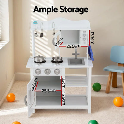 Keezi Kids Kitchen Play Set Wooden Pretend Toys Cooking Children Cookware Food - Mekamart Australia