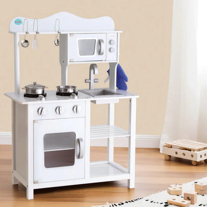 Keezi Kids Kitchen Play Set Wooden Pretend Toys Cooking Children Cookware Food - Mekamart Australia
