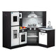 Keezi Kids Kitchen Play Set Wooden Pretend Cooking Playset w/Sounds Lights Black - Mekamart Australia