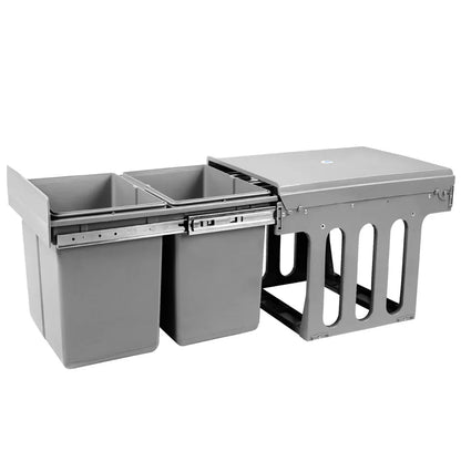 Cefito Pull Out Bin Kitchen Double Basket 2X15L Grey - Mekamart Australia