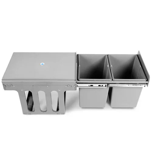 Cefito Pull Out Bin Kitchen Double Basket 2X15L Grey - Mekamart Australia