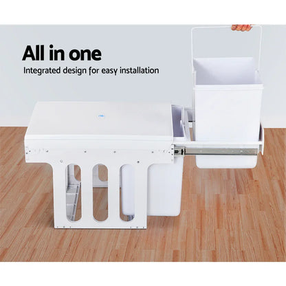 Cefito Pull Out Bin Kitchen Double Basket 2X15L White - Mekamart Australia