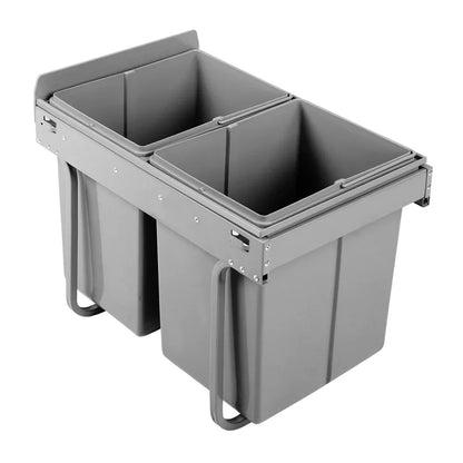 Cefito Pull Out Bin Kitchen Double Basket 2X20L Grey - Mekamart Australia