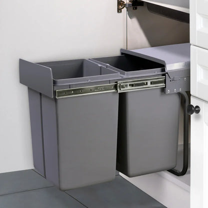 Cefito Pull Out Bin Kitchen Double Basket 2X20L Grey - Mekamart Australia