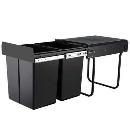 Cefito Pull Out Bin Kitchen Double Basket 2X20L Black - Mekamart Australia