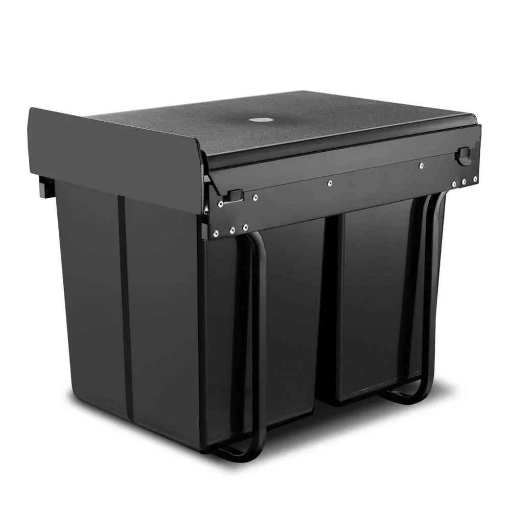 Cefito Pull Out Bin Kitchen Double Basket 2X20L Black - Mekamart Australia