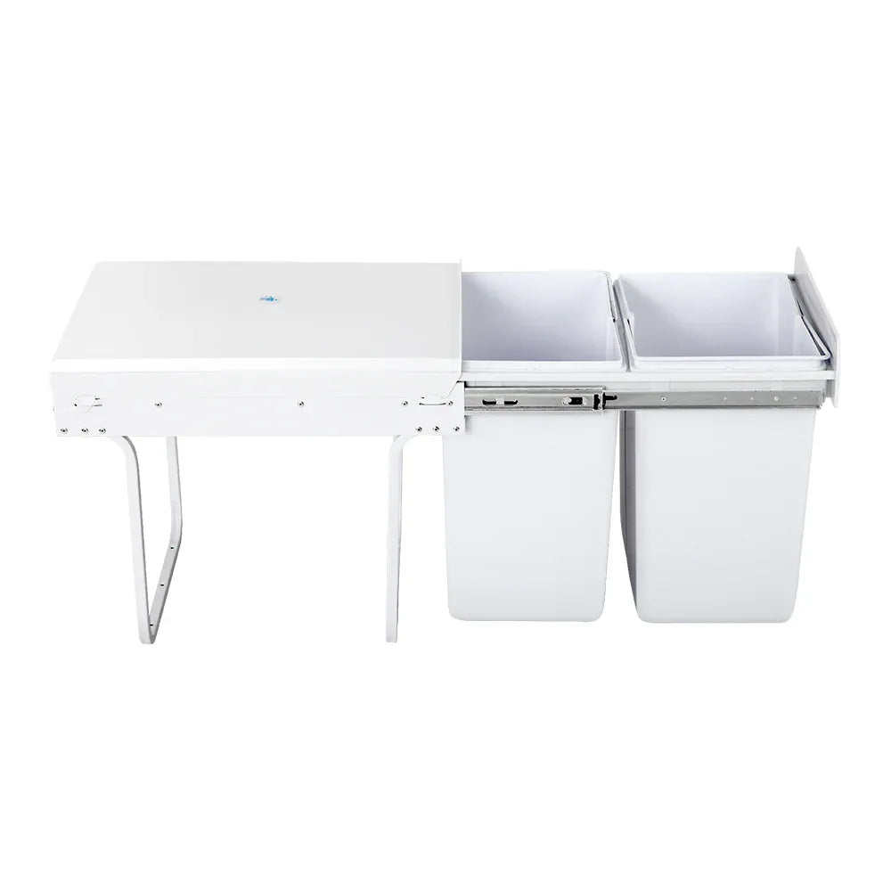 Cefito Pull Out Bin Kitchen Double Basket 2X20L White - Mekamart Australia