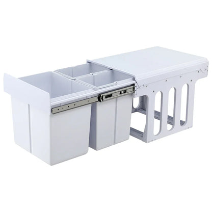 Cefito Pull Out Bin Kitchen Triple Slide Garbage Rubbish Bins Basket White 31L - Mekamart Australia