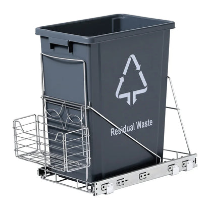 Cefito Pull Out Bin Kitchen Cabinet Slide Garbage Rubbish Bins Basket 40L Grey - Mekamart Australia