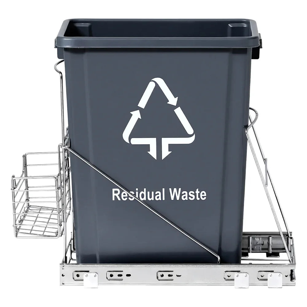 Cefito Pull Out Bin Kitchen Cabinet Slide Garbage Rubbish Bins Basket 40L Grey - Mekamart Australia