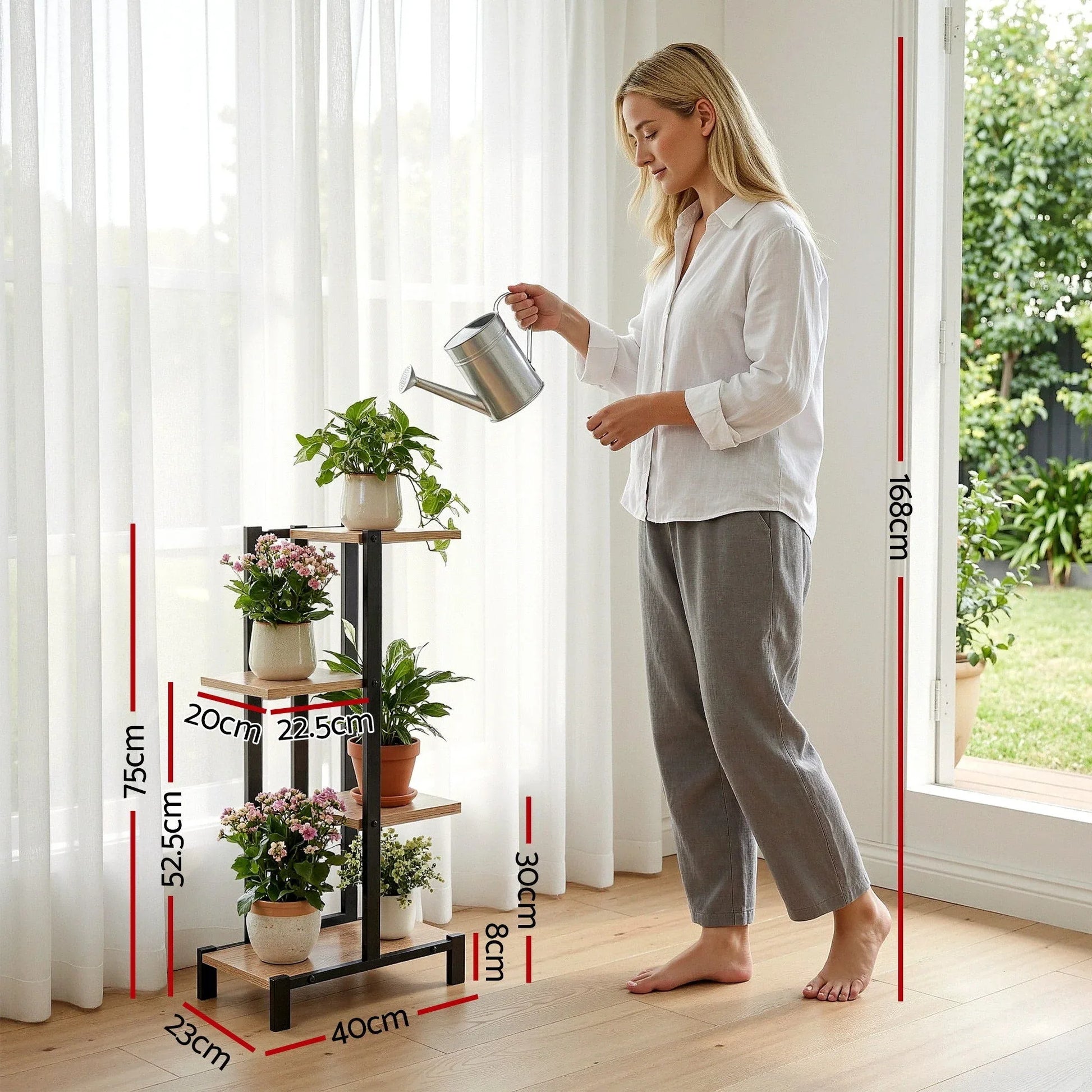 Artiss 4 Tiers Plant Stand Metal Flower Pots Shelf Indoor Outdoor Garden Home - Mekamart Australia