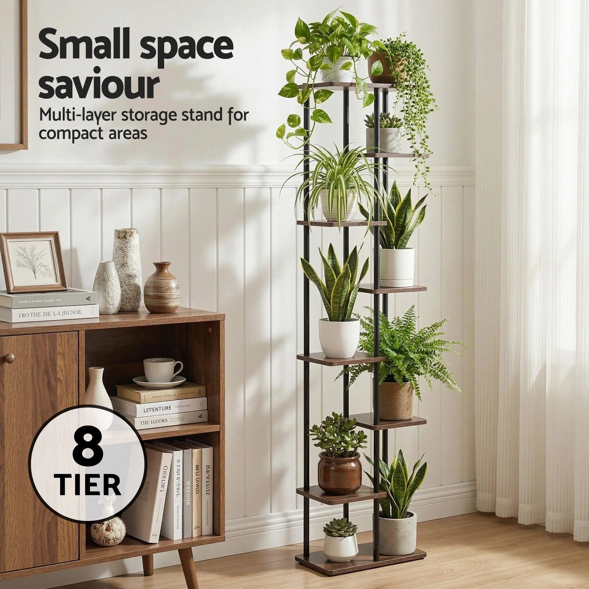 Artiss 8 Tiers Plant Stand Metal Flower Pots Shelf Indoor Outdoor Garden Home - Mekamart Australia