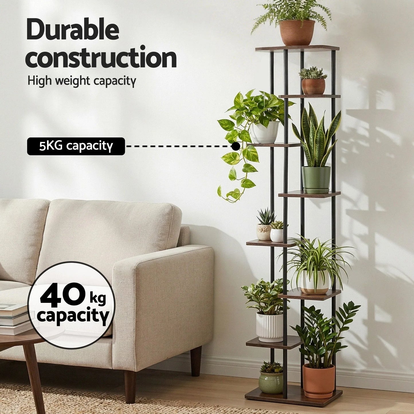 Artiss 8 Tiers Plant Stand Metal Flower Pots Shelf Indoor Outdoor Garden Home - Mekamart Australia