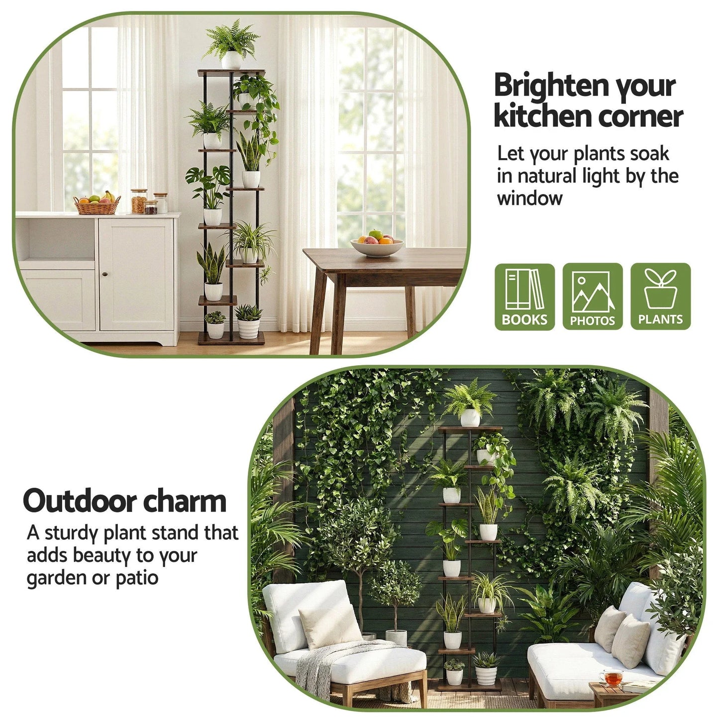 Artiss 8 Tiers Plant Stand Metal Flower Pots Shelf Indoor Outdoor Garden Home - Mekamart Australia