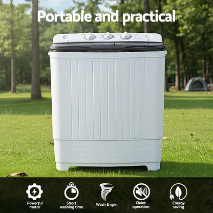 Devanti Portable Washing Machine Twin Tub 4.5KG - Mekamart Australia