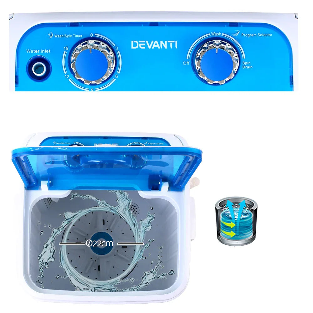 Devanti Portable Washing Machine 4.6KG Blue - Mekamart Australia