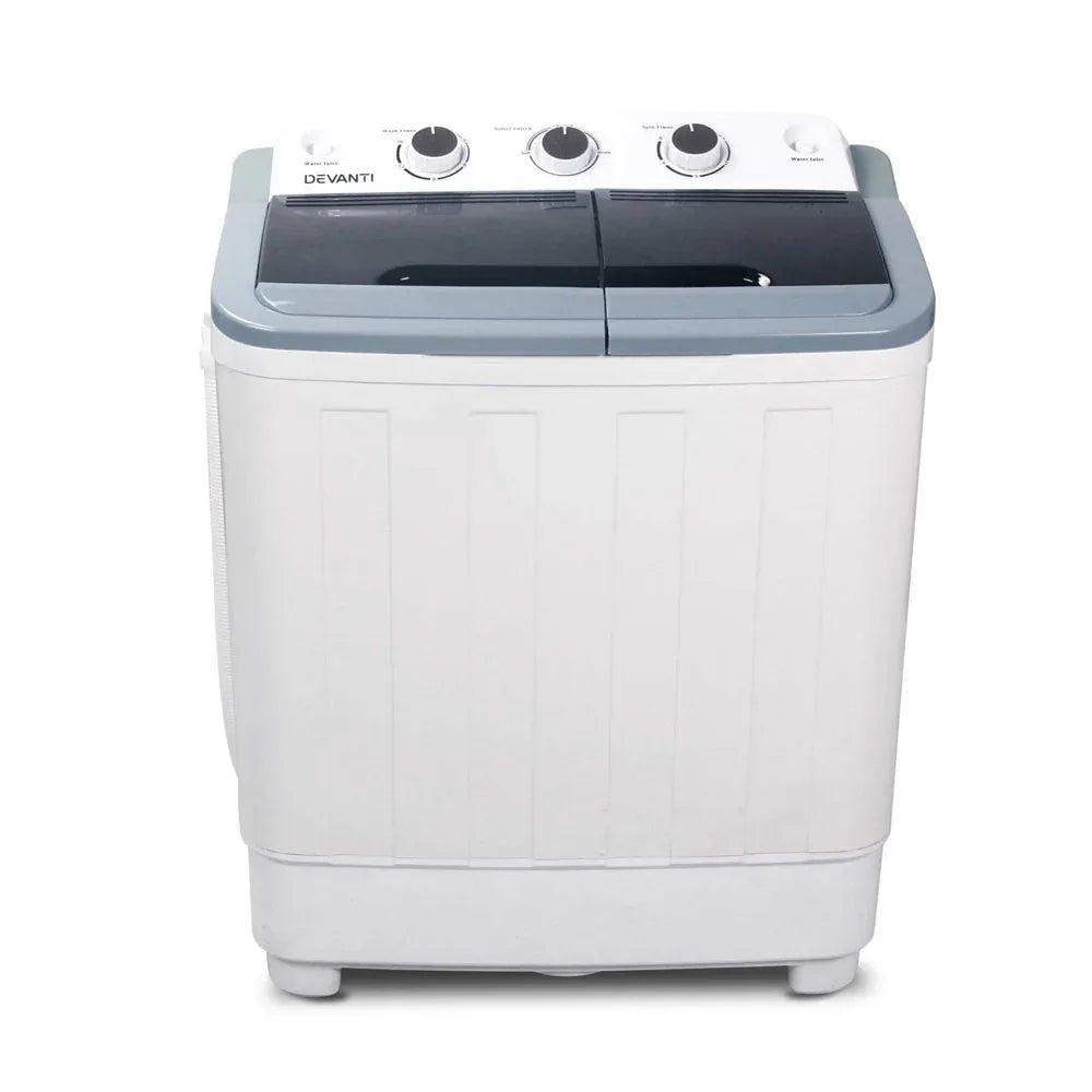 Devanti Portable Washing Machine Twin Tub 4.6KG White - Mekamart Australia