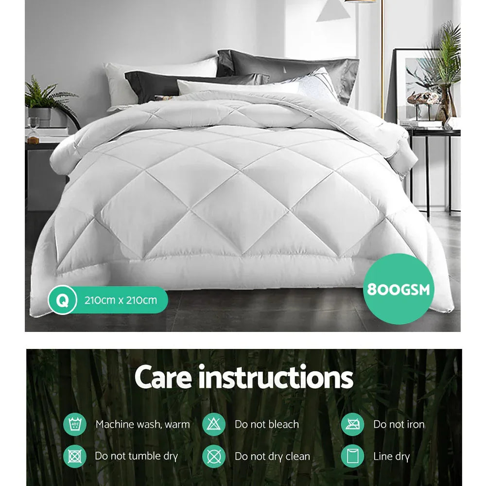 Giselle Bedding 800GSM Microfibre Bamboo Quilt Queen - Mekamart Australia