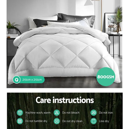 Giselle Bedding 800GSM Microfibre Bamboo Quilt Queen - Mekamart Australia