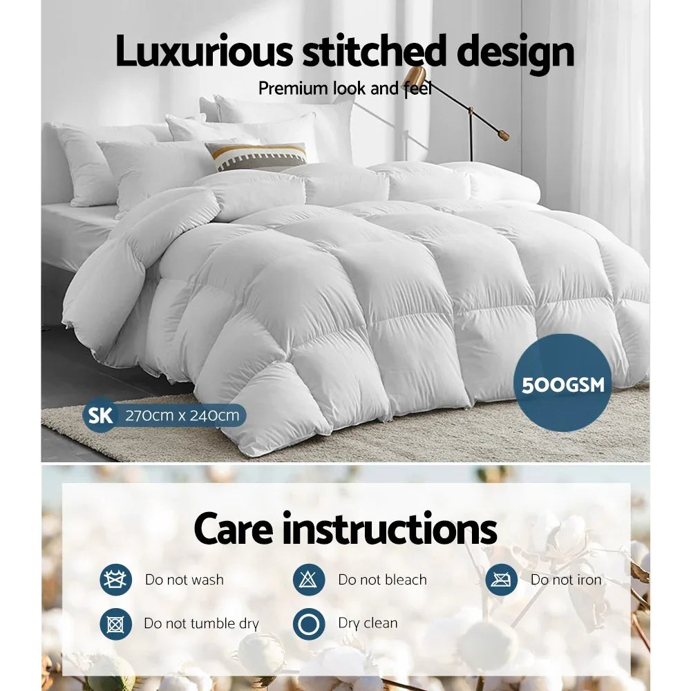 Giselle Bedding 500GSM Duck Down Feather Quilt Super King - Mekamart Australia