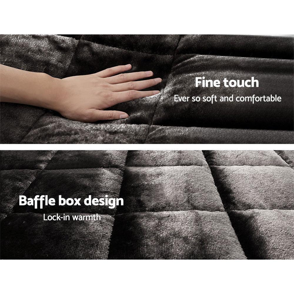 Giselle Bedding Faux Mink Quilt Charcoal Super King - Mekamart Australia