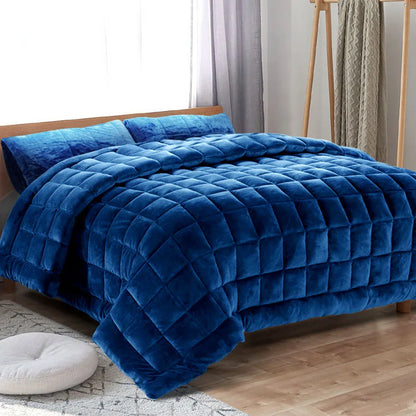Giselle Bedding Faux Mink Quilt Blue Super King - Mekamart Australia