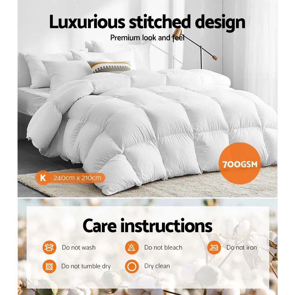 Giselle Bedding 700GSM Goose Down Feather Quilt King - Mekamart Australia