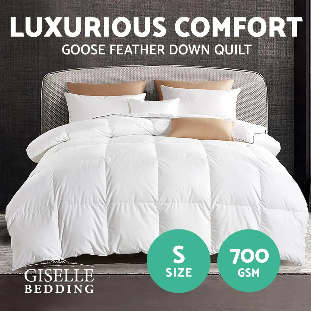 Giselle Bedding 700GSM Goose Down Feather Quilt Single - Mekamart Australia
