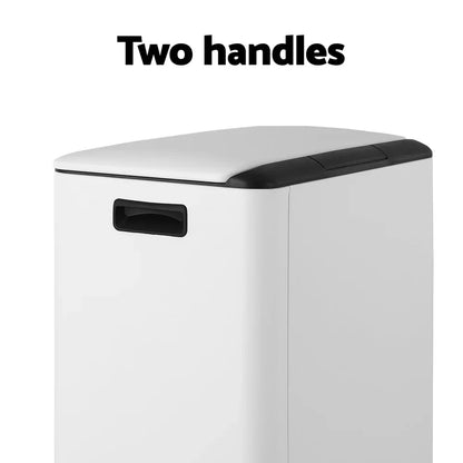 Cefito Pedal Bins Rubbish Bin Dual Compartment Waste Recycle Dustbins 40L White - Mekamart Australia