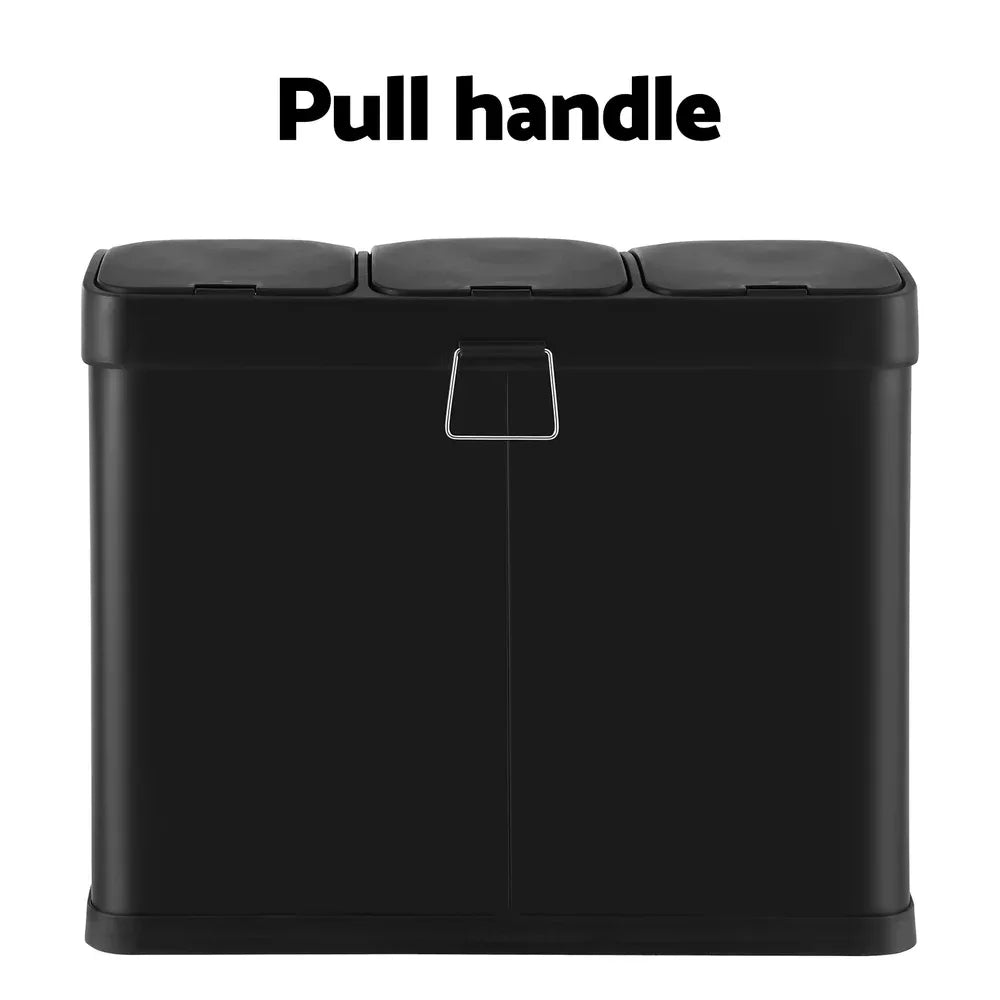Cefito Pedal Bins Rubbish Bin Triple Compartments Waste Recycle Dustbins 45L - Mekamart Australia