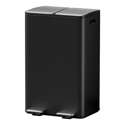 Cefito Pedal Bins Rubbish Bin Dual Compartment Waste Recycle Dustbins 60L Black - Mekamart Australia