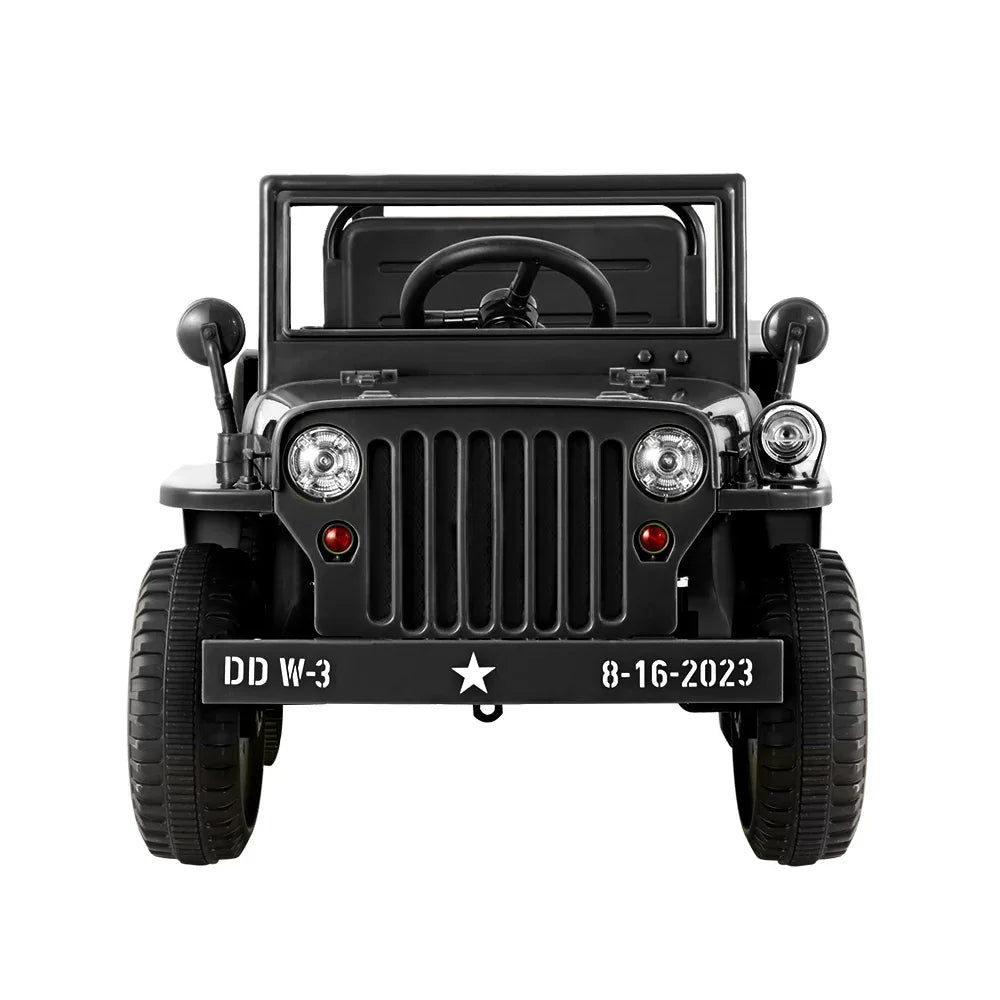Rigo Kids Electric Ride On Car Jeep Military Off Road Toy Cars Remote 12V Black - Mekamart Australia