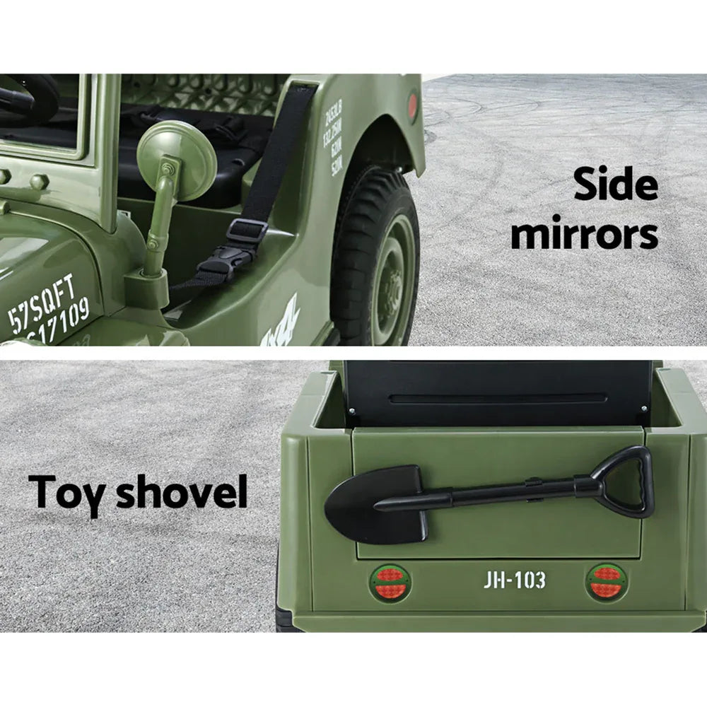 Rigo Kids Electric Ride On Car Jeep Military Off Road Toy Cars Remote 12V Olive - Mekamart Australia