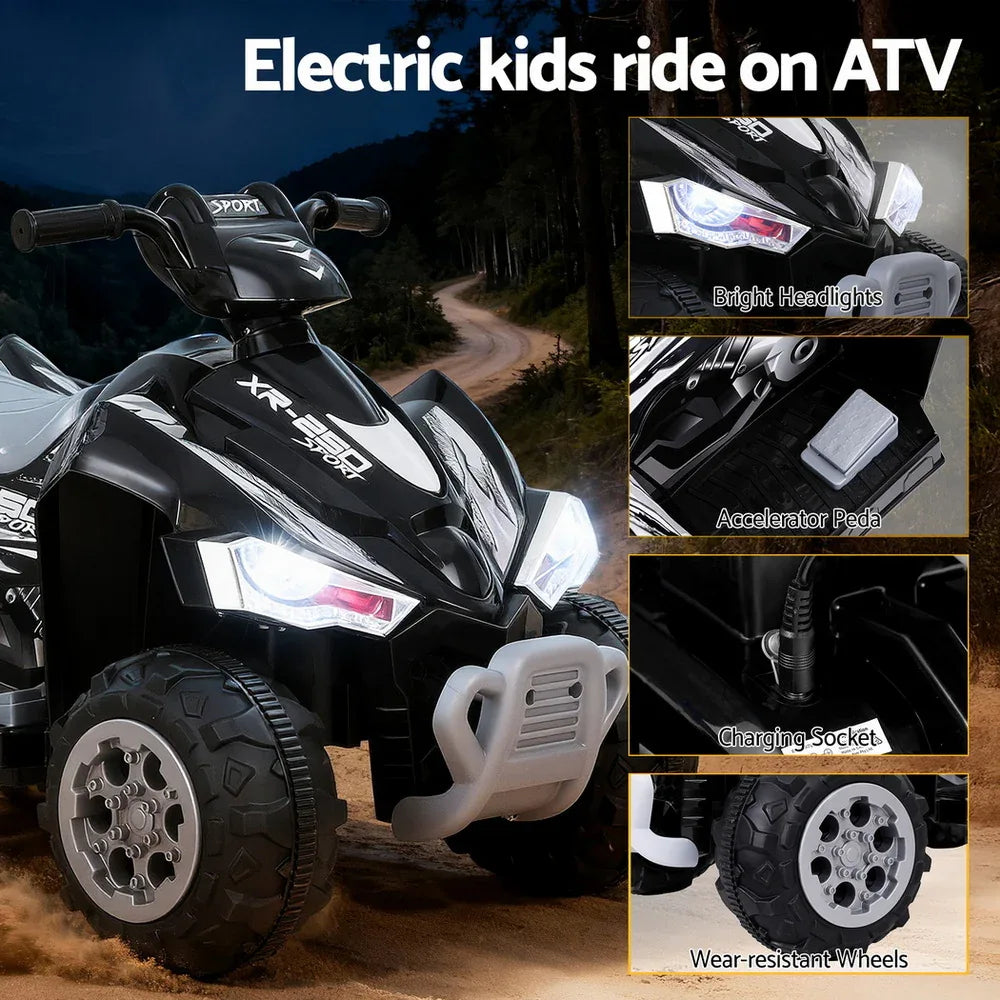 Rigo Kids Ride On Car ATV Quad Motorbike Electric Outdoor Toys 12V Black - Mekamart Australia