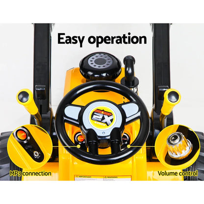 Rigo Kids Electric Ride On Car Bulldozer Digger Loader Remote 6V Yellow - Mekamart Australia