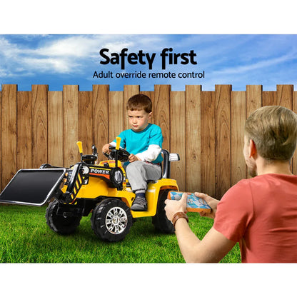 Rigo Kids Electric Ride On Car Bulldozer Digger Loader Remote 6V Yellow - Mekamart Australia
