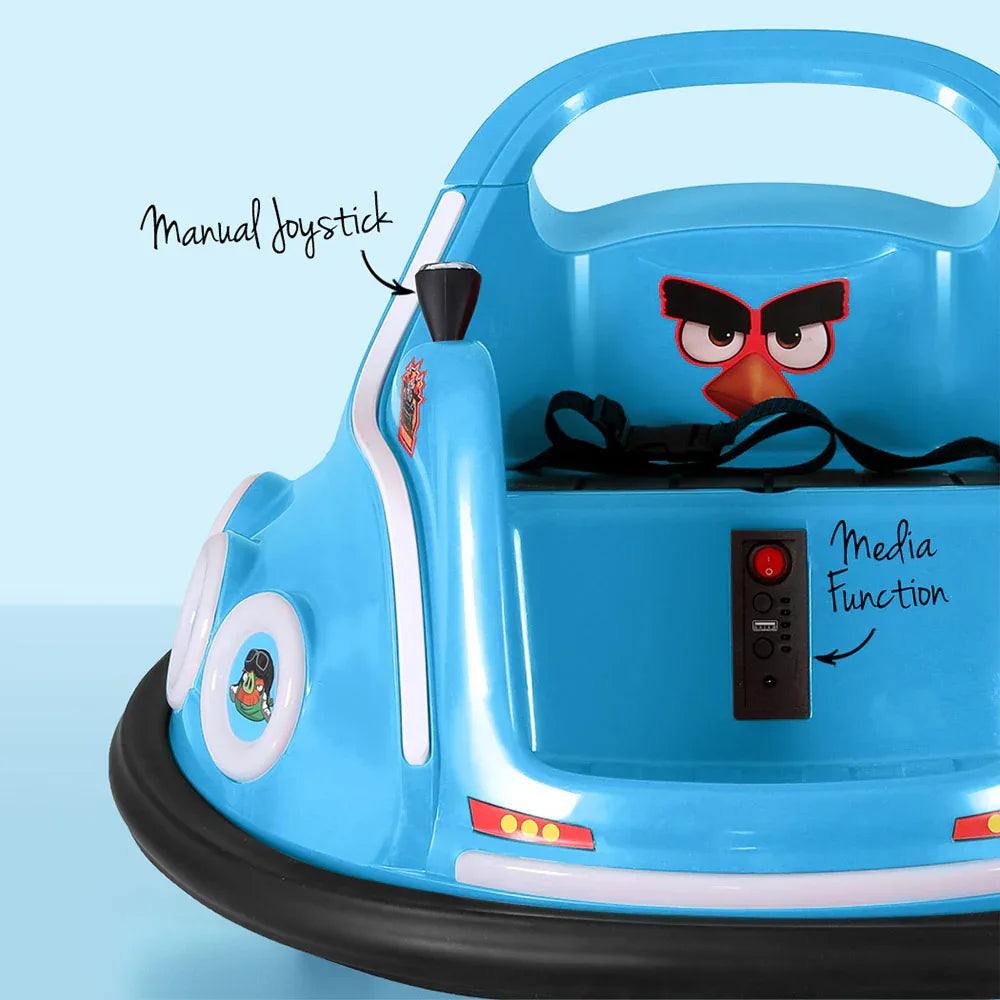 Kids Ride On Car Bumper Electric Toys Cars Light Remote Angry Birds Sticker Blue - Mekamart Australia