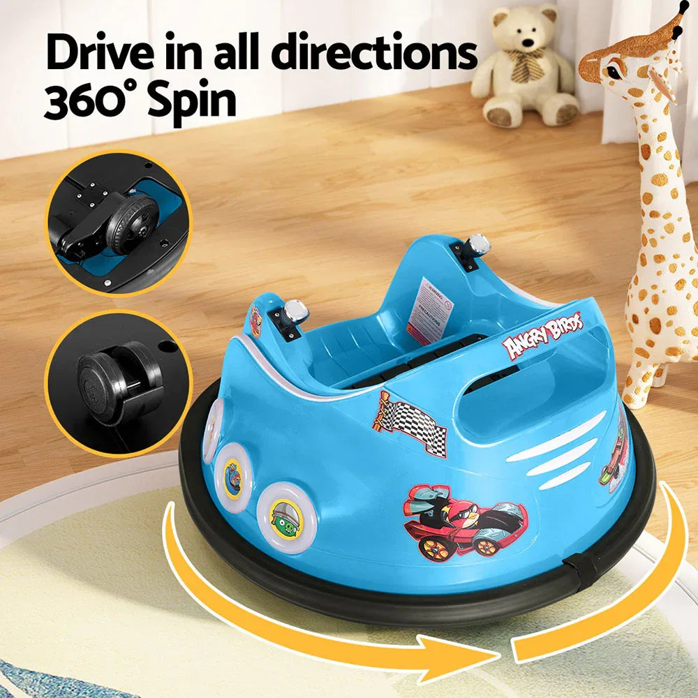Kids Ride On Car Bumper Electric Toys Cars Light Remote Angry Birds Sticker Blue - Mekamart Australia