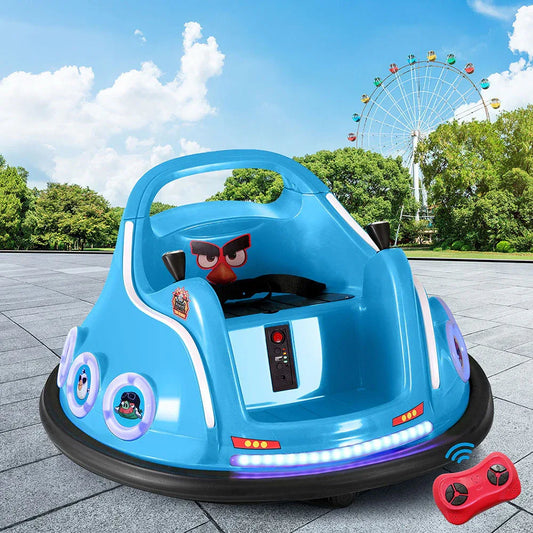 Kids Ride On Car Bumper Electric Toys Cars Light Remote Angry Birds Sticker Blue - Mekamart Australia