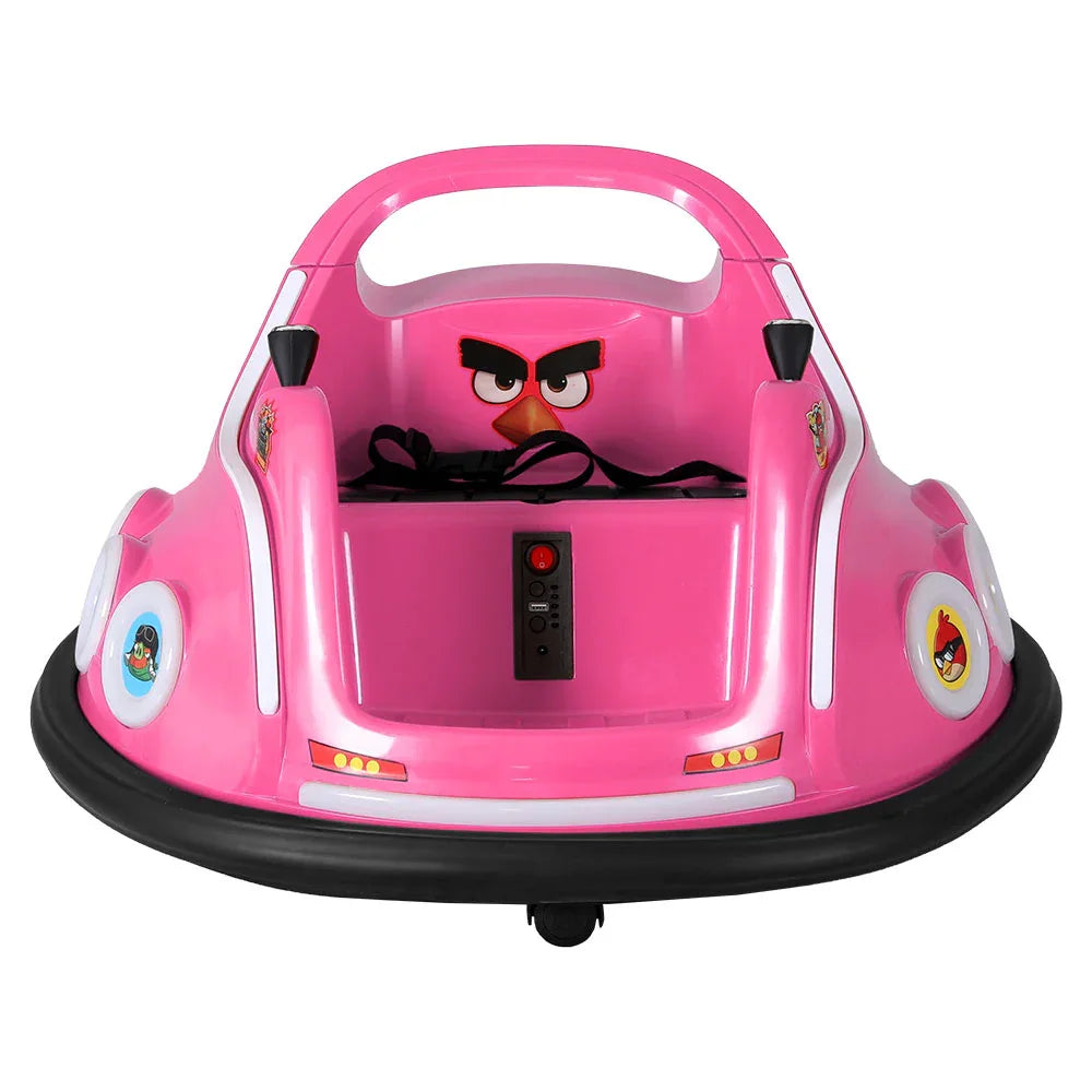 Kids Ride On Car Bumper Electric Ride On Cars Light Remote Angry Birds Sticker Pink - Mekamart Australia